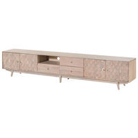 TV-BOARD Akazie 260x40x49 weiß lackiert MOSAYK #218 - Weiß, Holz (260/49/40cm) - Massivmoebel24