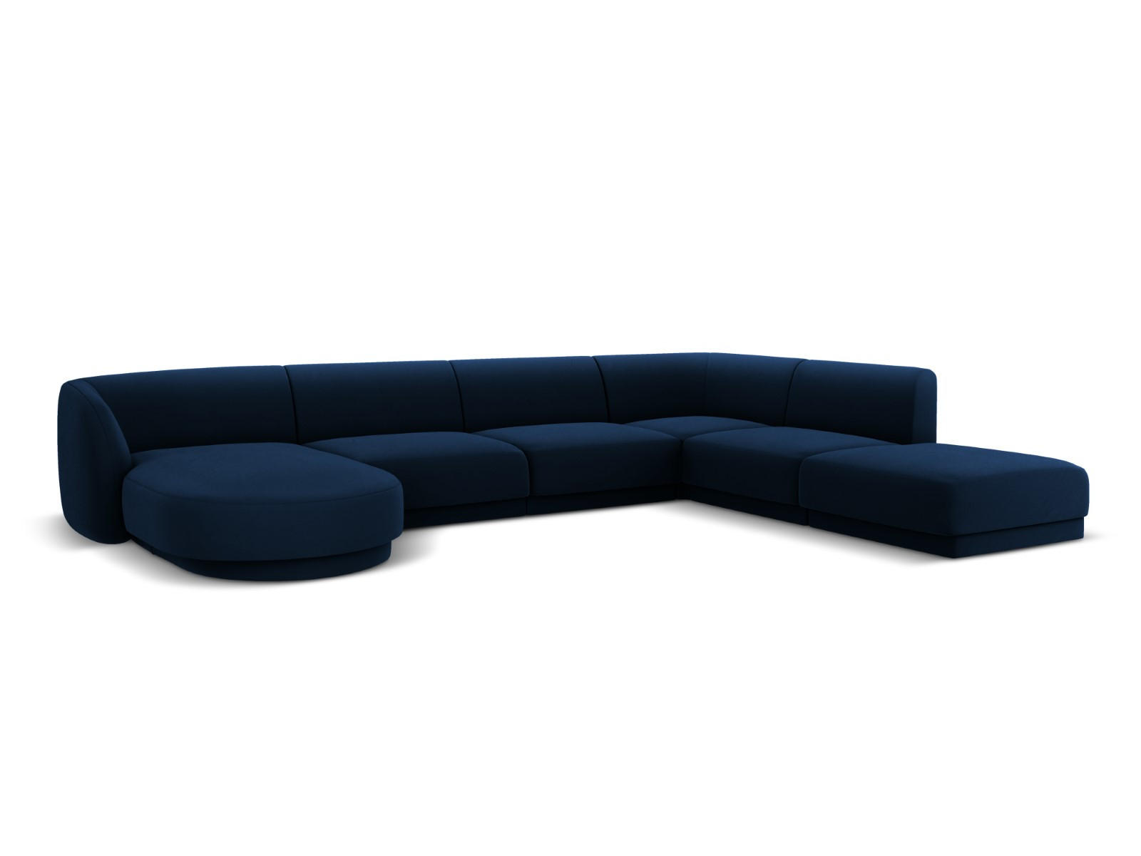 PANORAMASOFA rechts Miley aus Samt königsblau 6 Sitzplätze - Blau, Textil (255/70/330cm) - Micadoni