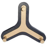 WANDAUFHÄNGER Hugo mit 3 Haken, goldenes Metall und schwarze Eiche, 6/18/20 cm - Goldfarben/Schwarz, Holz (18/20/6cm) - WOODEK