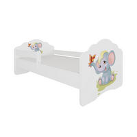 KINDERBETT Casimo weiß / Motiv Elefant 88 / 164 / 63cm - Grau/Grün, Holz/Holzwerkstoff (80/160cm) - Feldmann-Wohnen