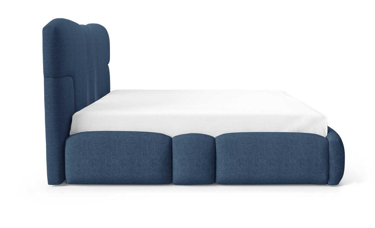 POLSTERBETT 180x200 Safron mit LED, Metall-Lattenrost, Dunkelblau - Dunkelblau, Holz/Textil (180/200cm) - Emporius