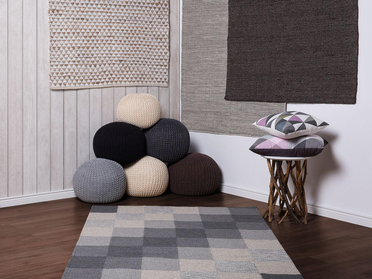 TEPPICH geflochten Tunceli 200/140 cm - Beige, Textil (140/200cm) - Beliani