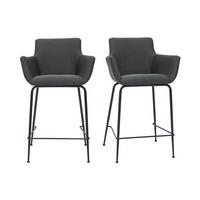 BARHOCKER Anthrazitgrauer Stoff H65 cm 2er-Set CARLIE - Dunkelgrau, Textil (50/93/54.5cm) - Miliboo