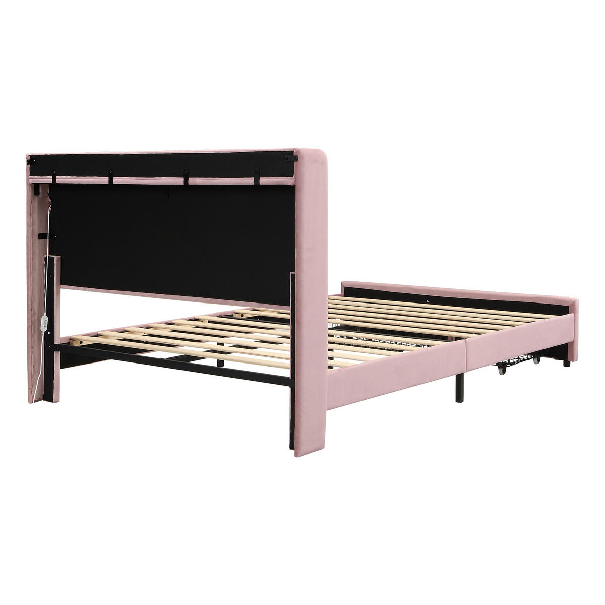 POLSTERBETT 140/200 cm mit 2 Schubladen und LED, DE-41732, in Rosa - Pink, Holzwerkstoff (140/200cm) - ComfortXL