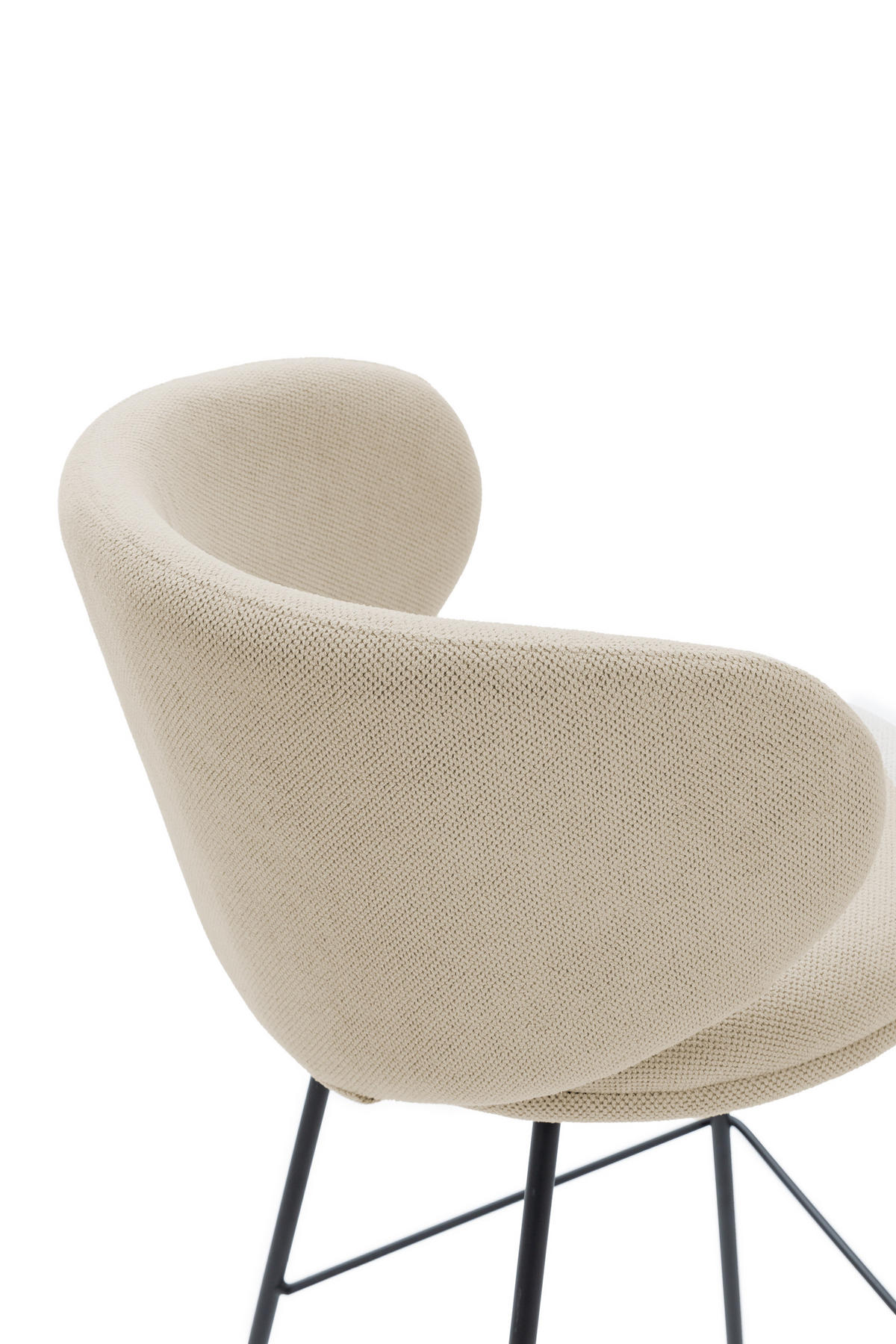 BARHOCKER (Set aus 2) aus Stoff mit schwarzen Metallbeinen - rush 56/53/65 cm - Beige, Textil (53/65/56cm) - Drawer