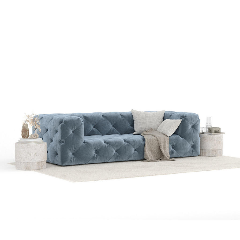 Thumbnail - Maison de Reve 3-Sitzer-Sofa, Blaugrau, Textil, Füllung: Schaumstoff, Rechteckig, Rundrohr, 230x71x100 cm, Oeko-Tex® Sta...