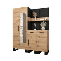 GARDEROBEN-SET 196/158/45,6 - Schwarz/Eiche Artisan, Holz/Kunststoff (158/196/45.6cm) - Abiks Möbel