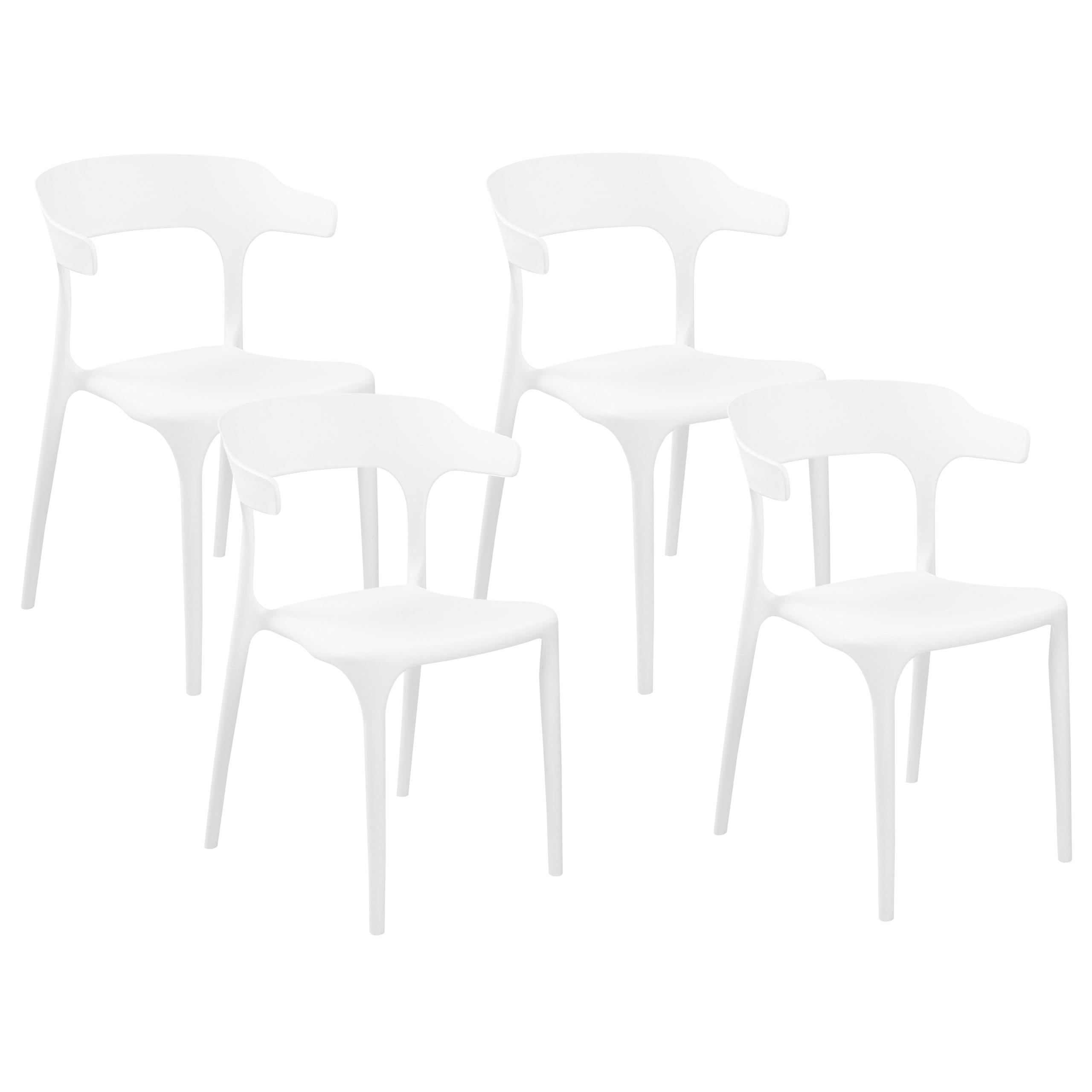 GARTENSTÜHLE 4er-Set Kunststoff weiß Gubbio - Weiß, Kunststoff (50/76/49cm) - Beliani