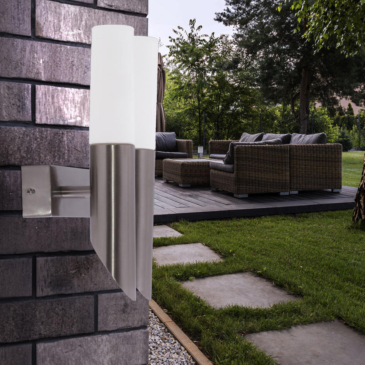 LED AUSSEN-WANDLEUCHTE Edelstahl Silber - Silberfarben, Glas (16.5/31.5/10.5cm) - Brilliant