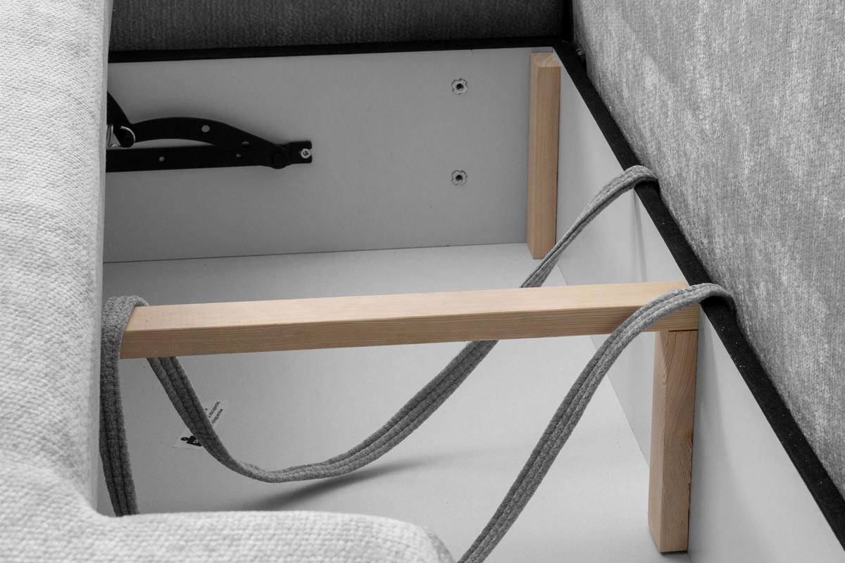 ECKSOFA Mit Schlaffunktion Und Bettkasten, Velvet-Stoff Vena, Grau, Links, HELA I - Grau, Holz (302/184cm) - Kaiser Möbel