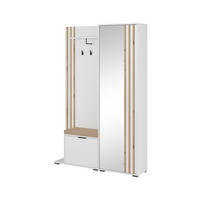 GARDEROBE STILO 131 cm (Weiß, Lamellen Artisan Eiche, Spiegel, Sitzkissen, Metallgriffe) - Schwarz/Weiß, Holz/Holzwerkstoff (131/192/40cm) - Ravio