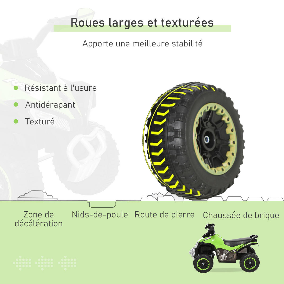 KINDERQUAD DE-16951 LED-Licht & Sound Grün/Schwarz - Grün, Kunststoff (67/38/44cm) - ComfortXL