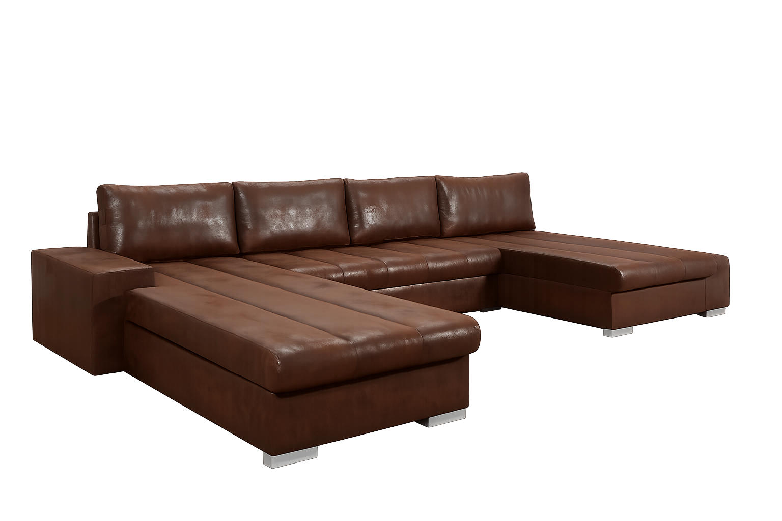 WOHNLANDSCHAFT VERONA U-Form mit Schlaffunktion, Bettkasten und Wellenfederung – Großzügiges Ecksofa 387 cm - Braun, Kunststoff (387/85/213cm) - Wohnideebilder