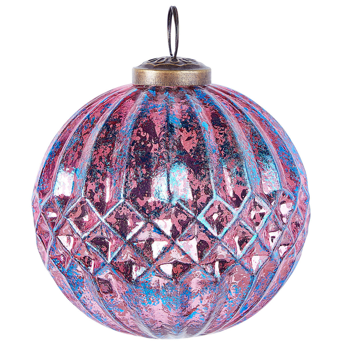 WEIHNACHTSKUGEL 6er Set Glas Rosa Astral - Blau/Pink, Glas (11/14/11cm) - Beliani