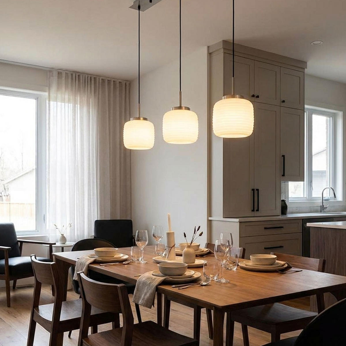 PENDELLEUCHTE Metall Weiß 3-Flammig - Champagner, Glas (90/20/130cm) - Globo Lighting
