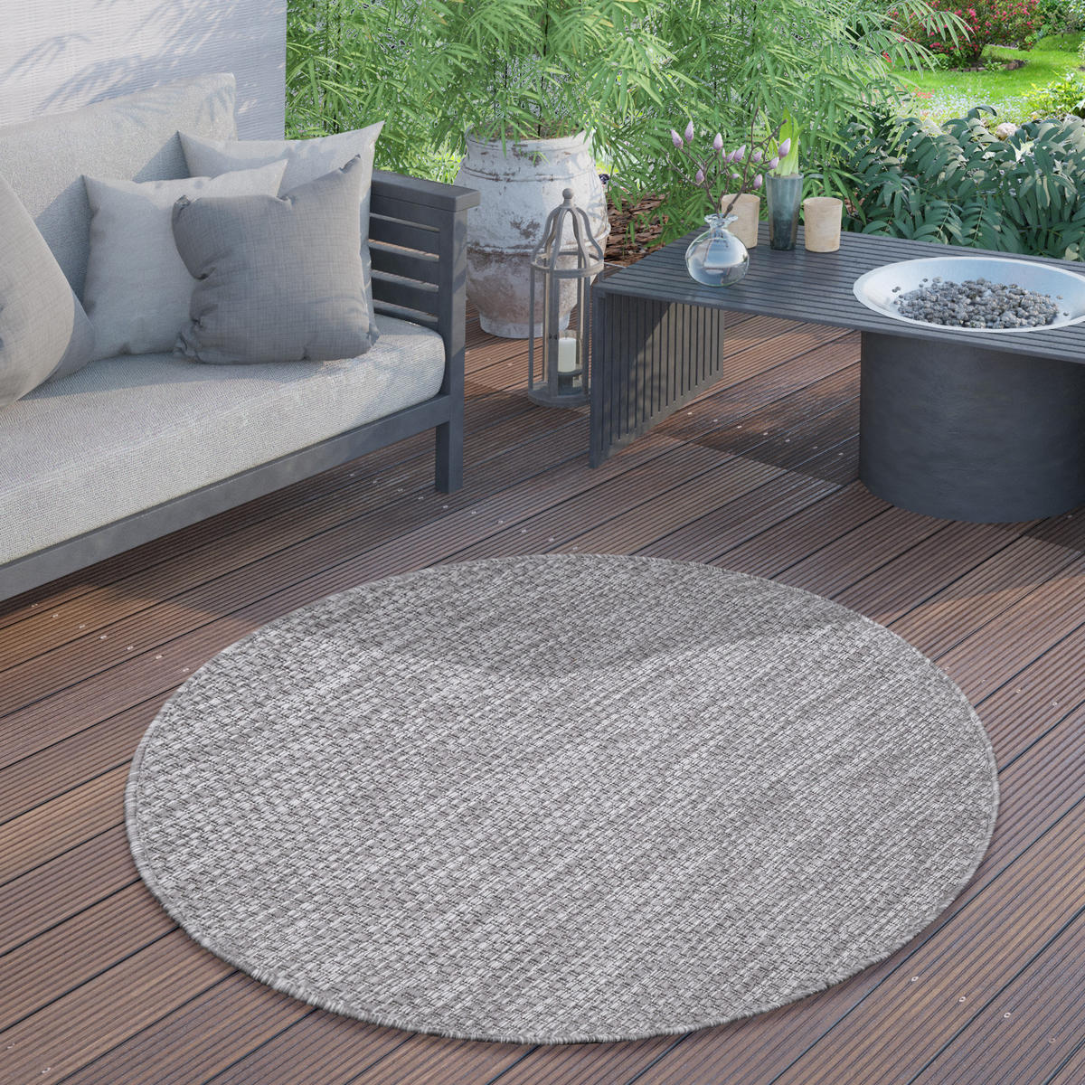 OUTDOORTEPPICH 160/160 cm Venedig 165 - Grau, Textil (160/160cm) - Paco Home