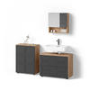 BADMÖBEL-SET Ronco Anthrazit gestreift 3 Teile, mit Unterschrank 80 cm - Anthrazit/Eiche Wotan, Holzwerkstoff (80/58/41cm) - Livinity®