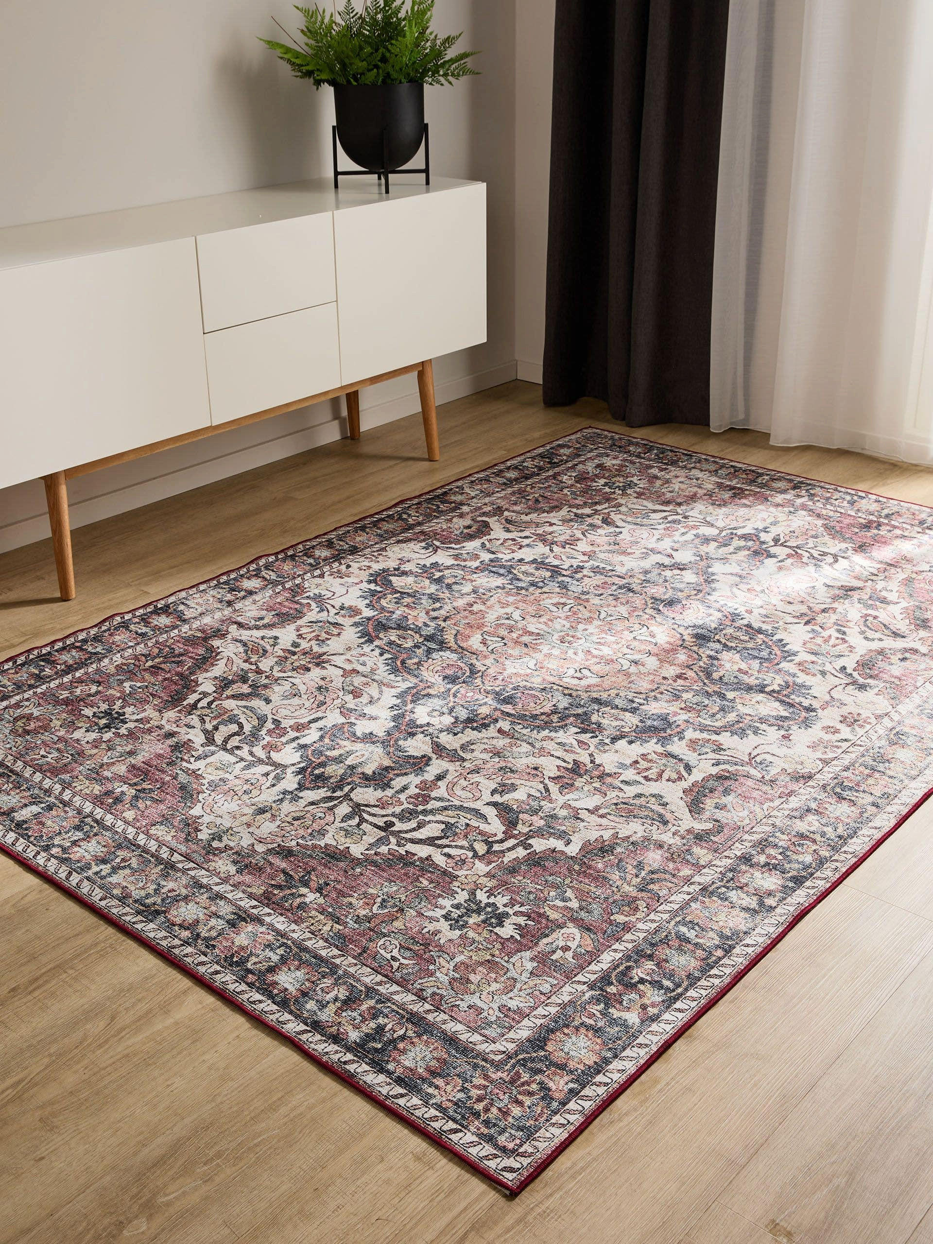 VINTAGE-TEPPICH George waschbar 60x120 cm - Rot/Multicolor, Kunststoff (60/120cm) - benuta