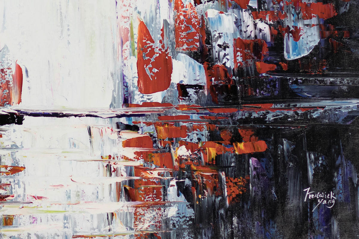 ÖLGEMÄLDE XXL Rot 200/100 cm - Rot/Weiß, Holz/Textil (6.68/100cm) - KUNSTLOFT