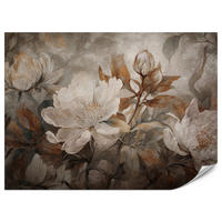 FOTOTAPETE für Wohnzimmer Blumen Blätter Pflanzen Natur Retro Stil 400x280 - Beige/Orange, Papier (400/280cm) - Muralo