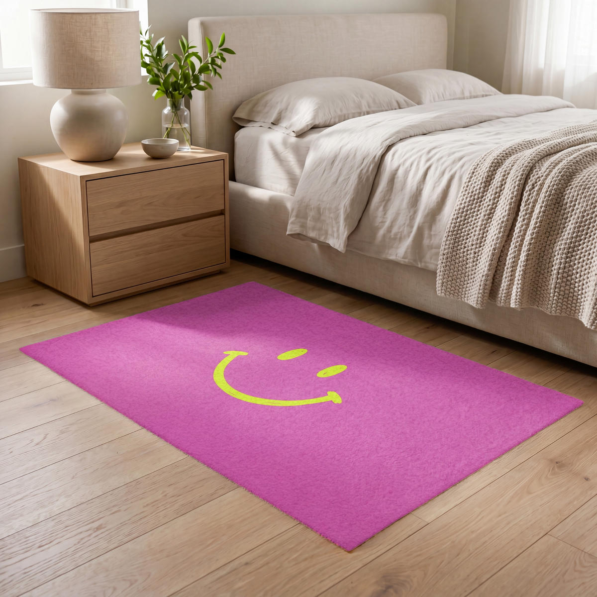 TEPPICH - Smiley - Fröhlich - Rosa - 120x80 cm - Pink, Kunststoff/Textil (120/0.4cm) - OnlyWow