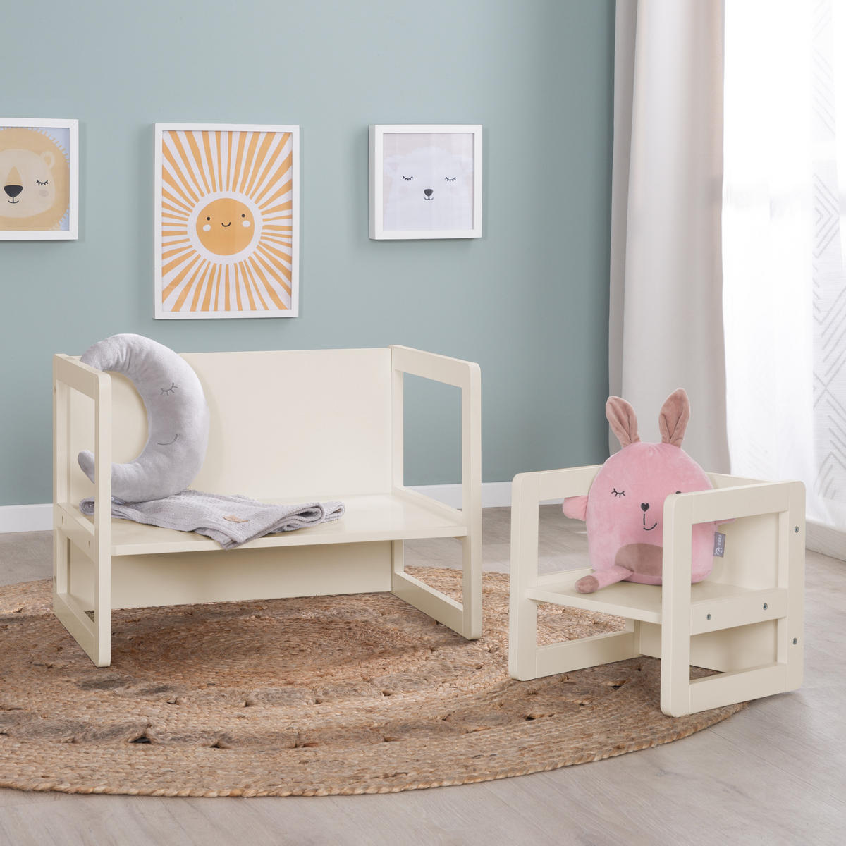 KINDERSITZGRUPPE 3in1 - Kaschmir, Holzwerkstoff (61/44/44cm) - Roba