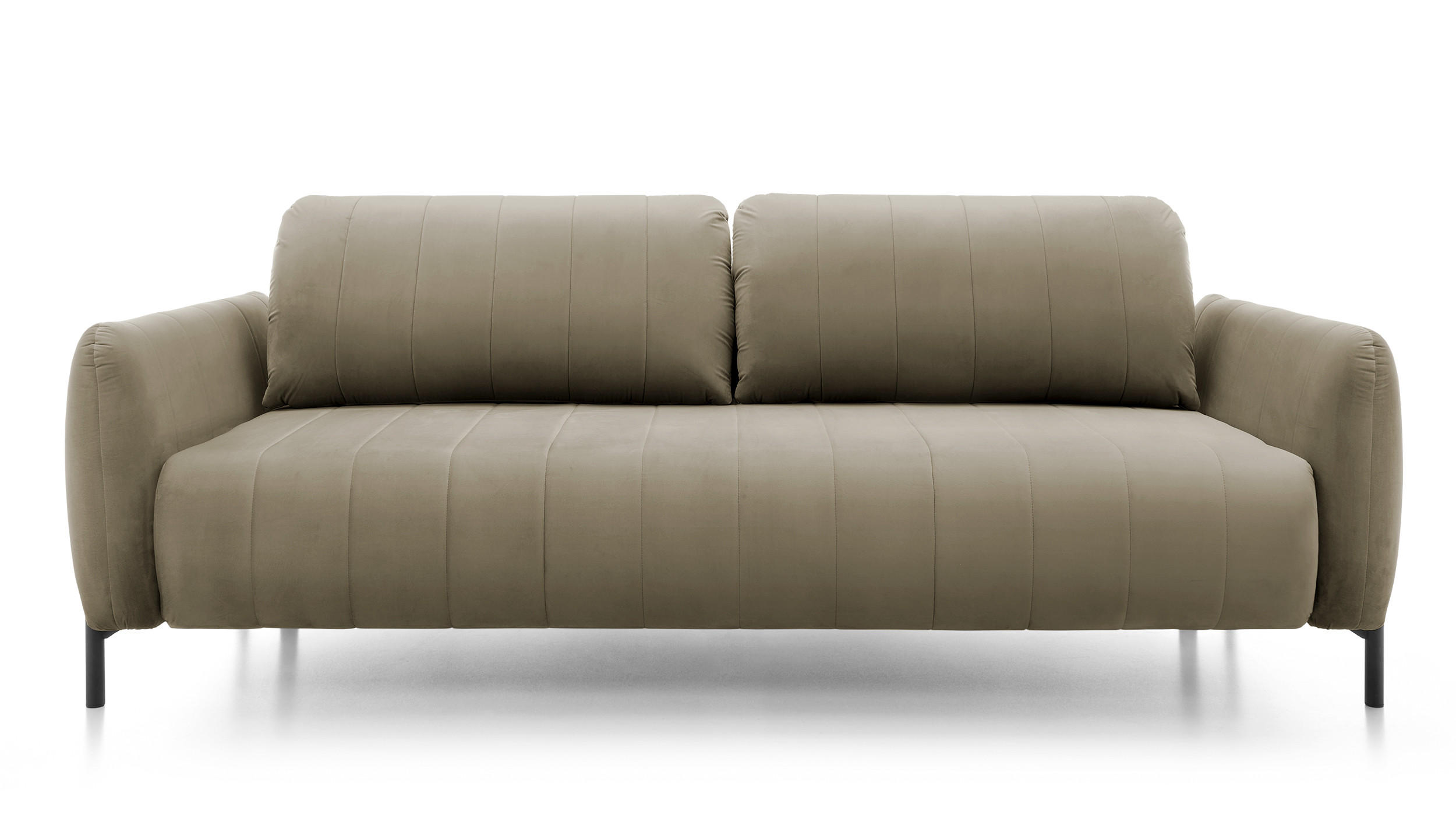 SCHLAFSOFA Neva Beige Velours 234 cm - Beige/Schwarz, Textil/Metall (234/90/100cm) - Selsey
