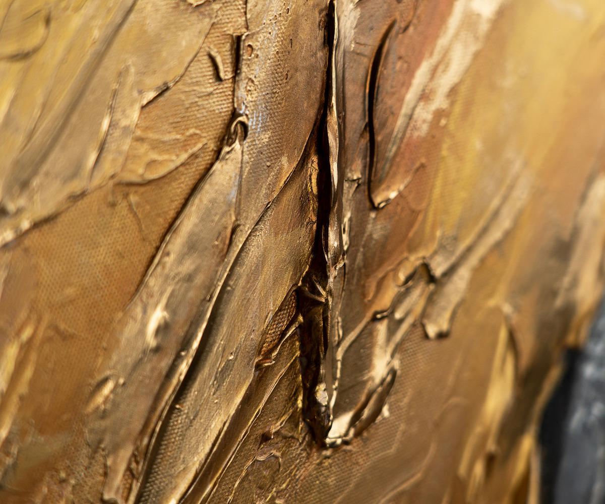 GEMÄLDE Goldene Symphonie II Schattenfugenrahmen Schwarz 140x100 cm - Schwarz, Holz (140/100cm) - YS-art gallery