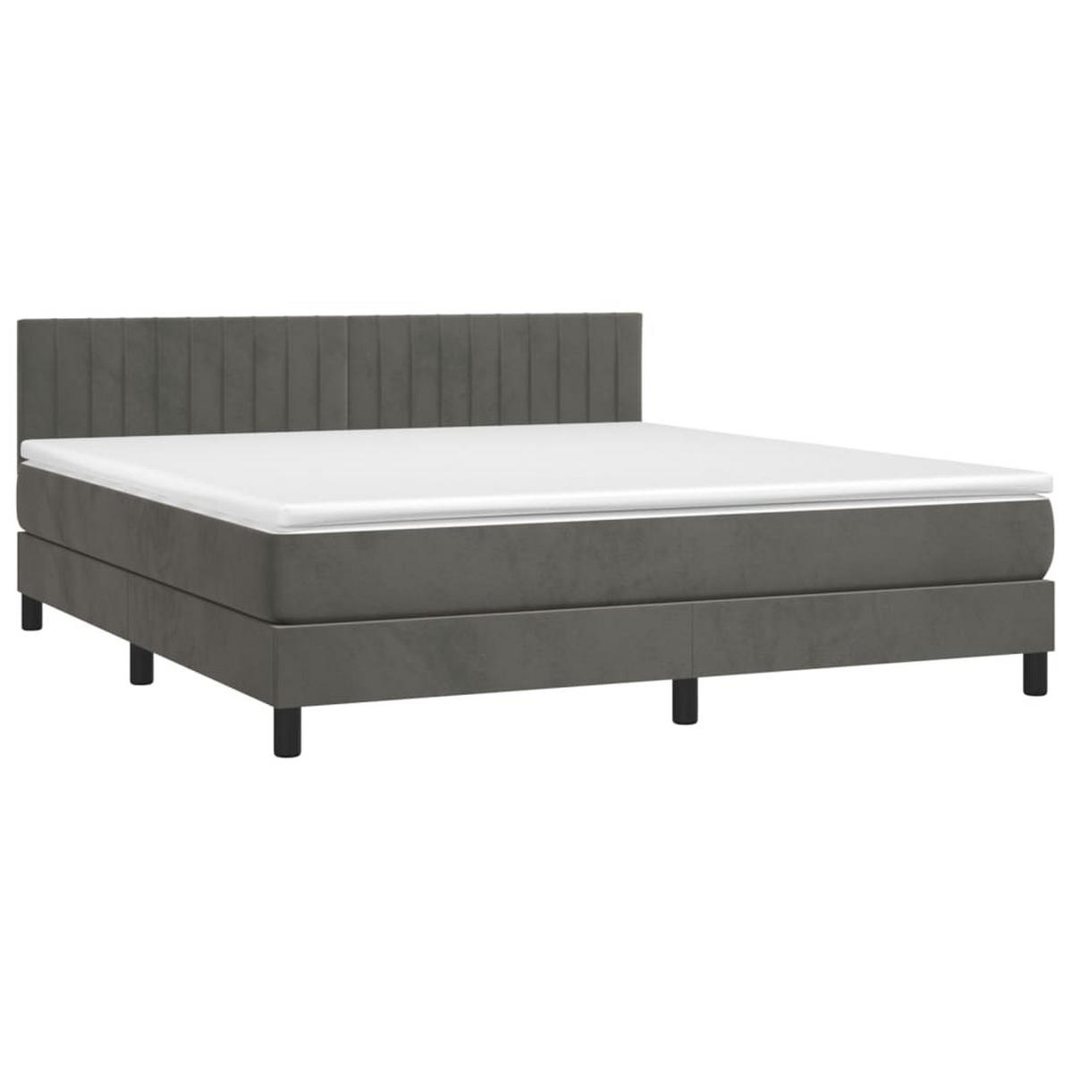 BOXSPRINGBETT mit Matratze und LED, 78/88 cm Kopfteil, 180/200 cm aus Samt, Dunkelgrau - Dunkelgrau, Holz/Textil - vidaXL