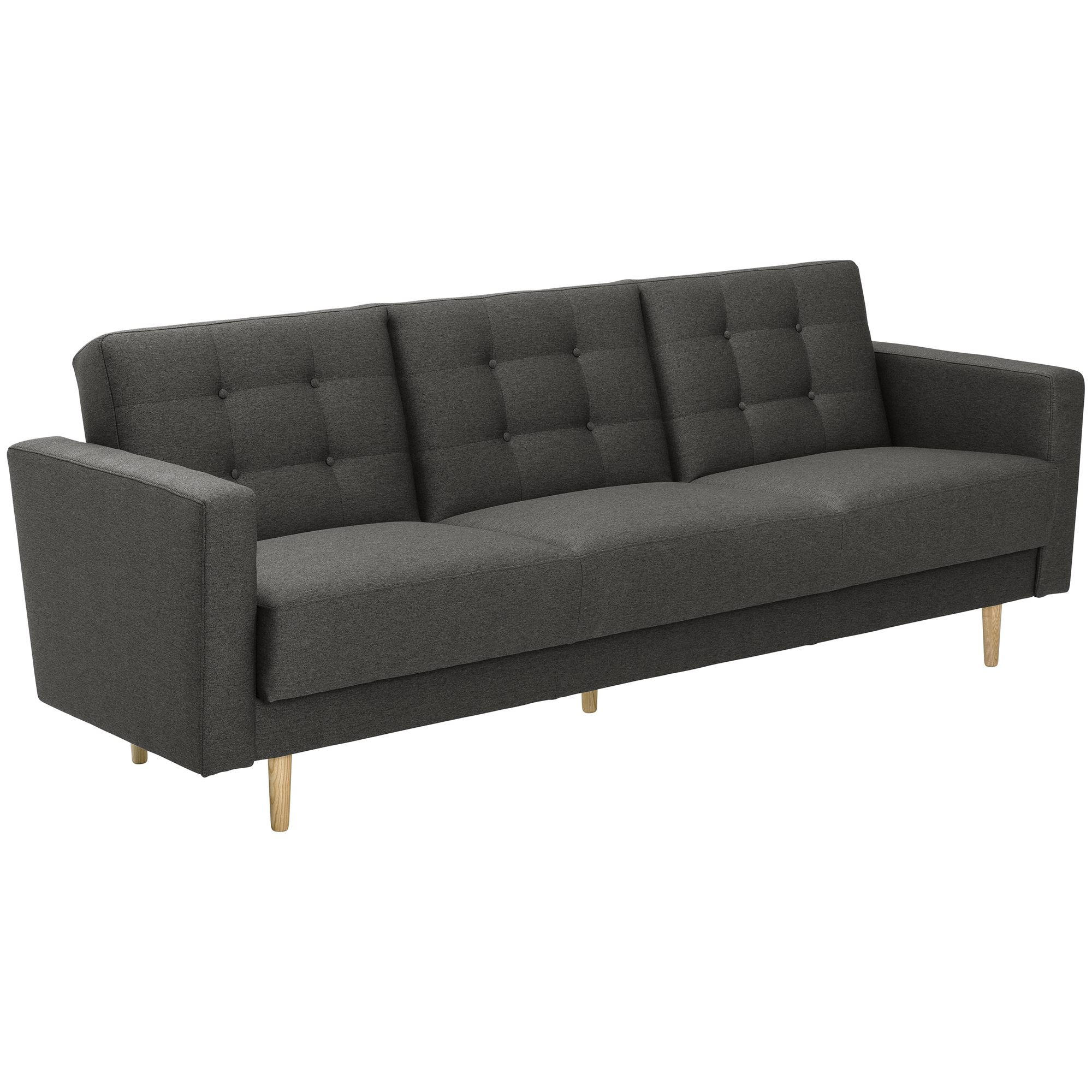 SOFA 3-Sitzer mit Bettfunktion Kazia Flachgewebe anthrazit - Anthrazit, Kunststoff (224/81/83cm) - 58aufmkessel