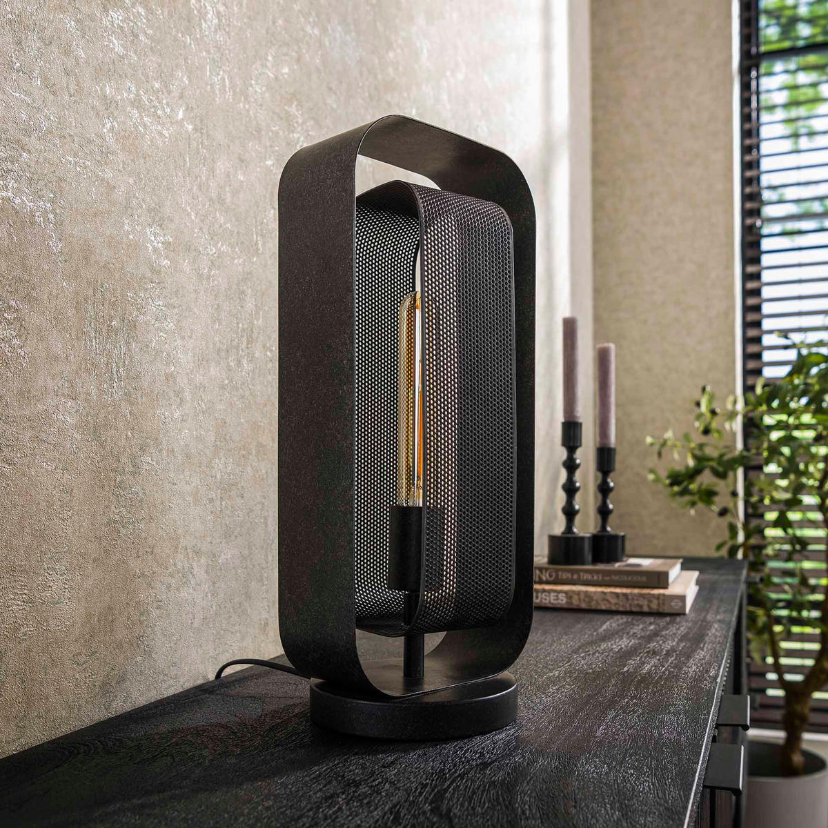 TISCHLEUCHTE Mesh Schwarz 14/18/41 cm - Schwarz, Metall (14/18/41cm) - Hoyz Collection