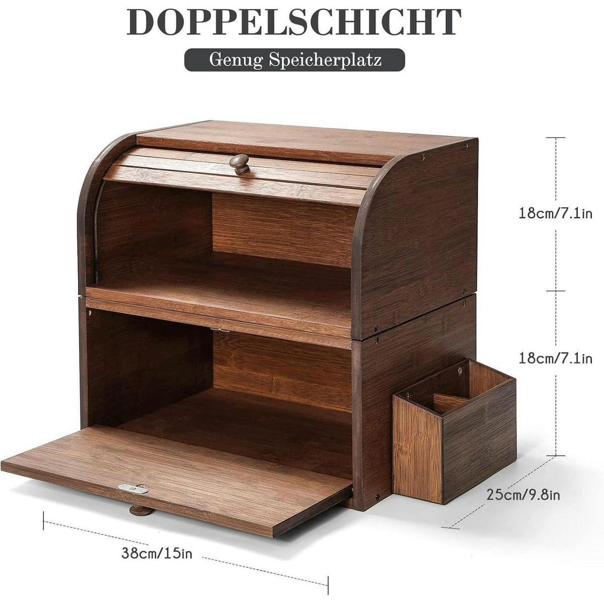 BROTKASTEN Bambus 38 x 25 x 36 cm - Braun, Naturmaterialien (25/36/38cm)