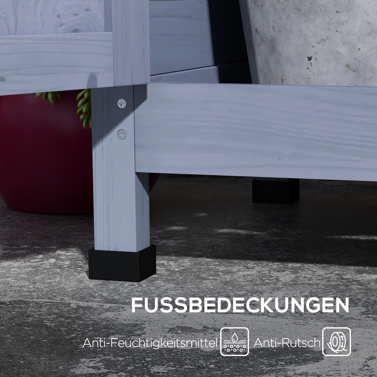 PFLANZTISCH aus Holz, Gärtnertisch mit Schrank, Blumentisch mit Arbeitsplatte, Grau - Grau, Holz/Metall (112/47/146cm) - Outsunny