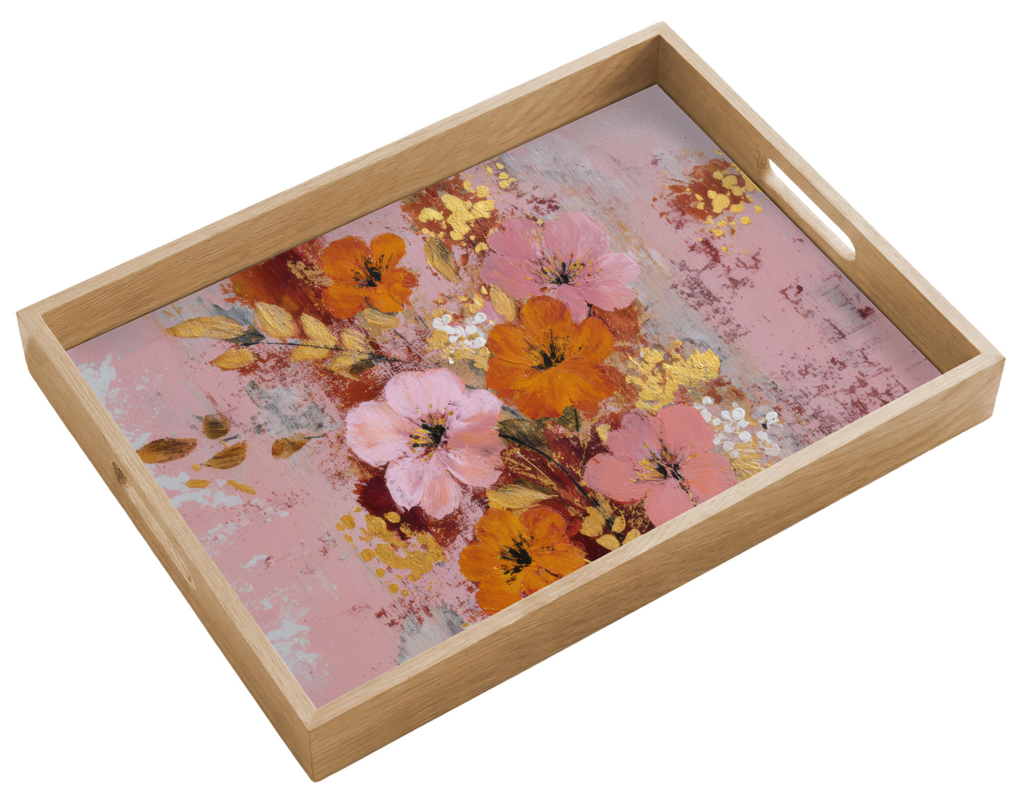 OnlyWow SERVÍROVACÍ PODNOS Malování - Květiny - Rustikální - Růžová 50x35 cm