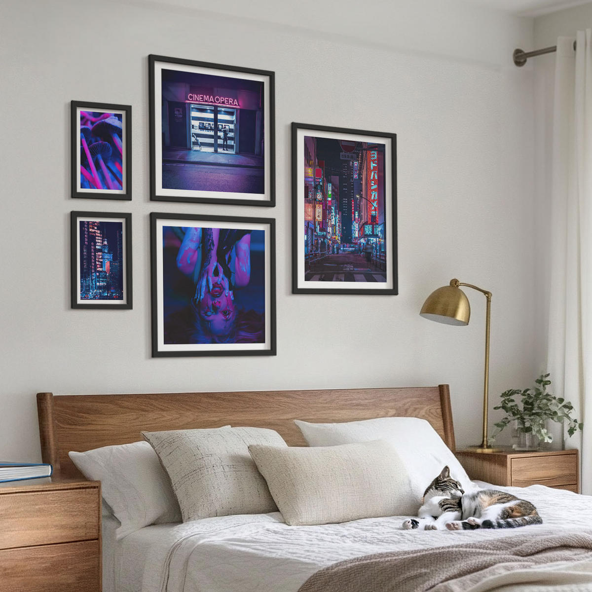 WANDBILDER 5er-Set - 50x50 cm & 20x30 cm & 40x60 cm Schwarzer Rahmen - Kosmische Sternenlandschaften - Schwarz, Kunststoff (40/60cm) - ArtPrintCave