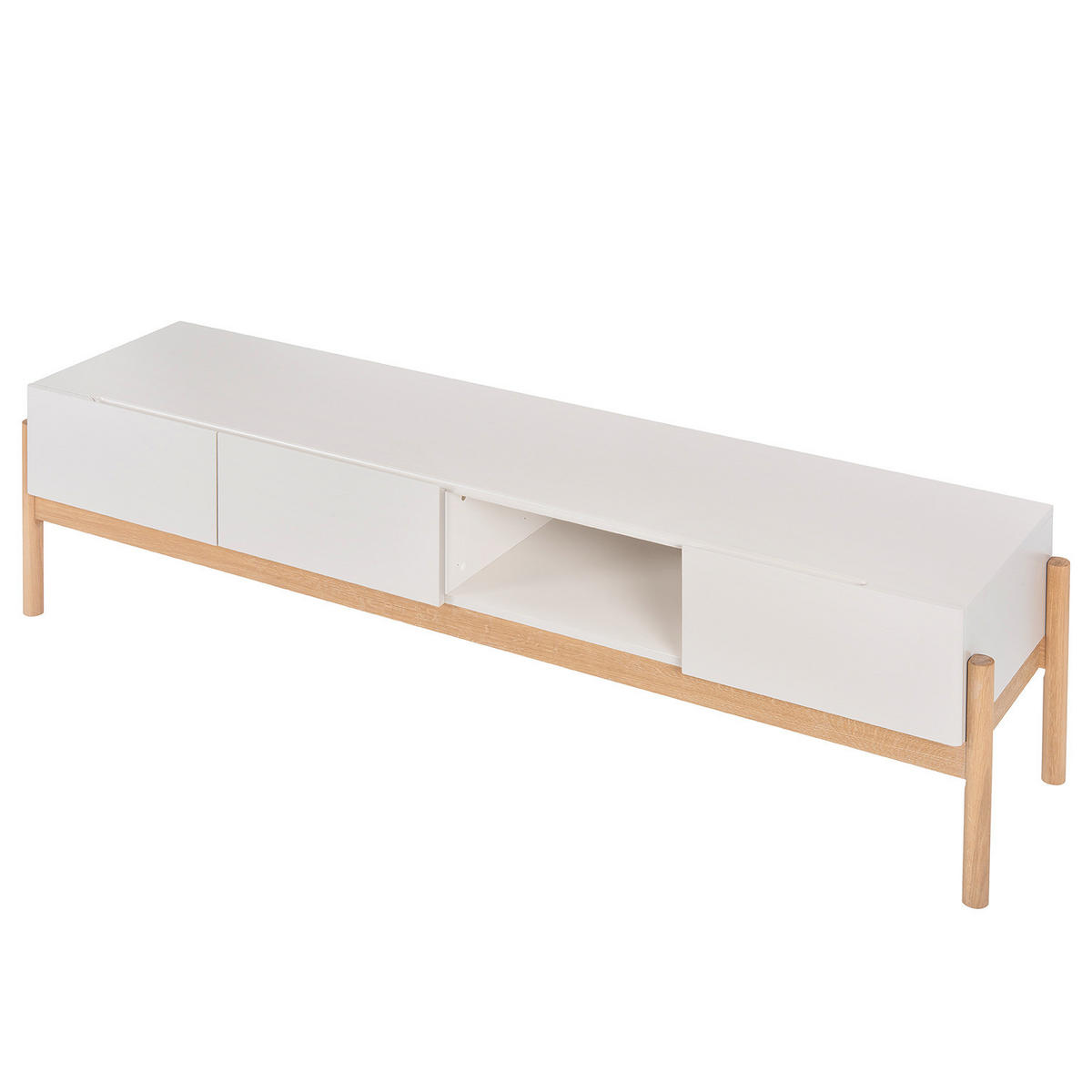 TV-LOWBOARD - Muschelweiß / Eiche Hell - Eichefarben/Weiß, Holz/Holzwerkstoff (188/55/45cm) - home24