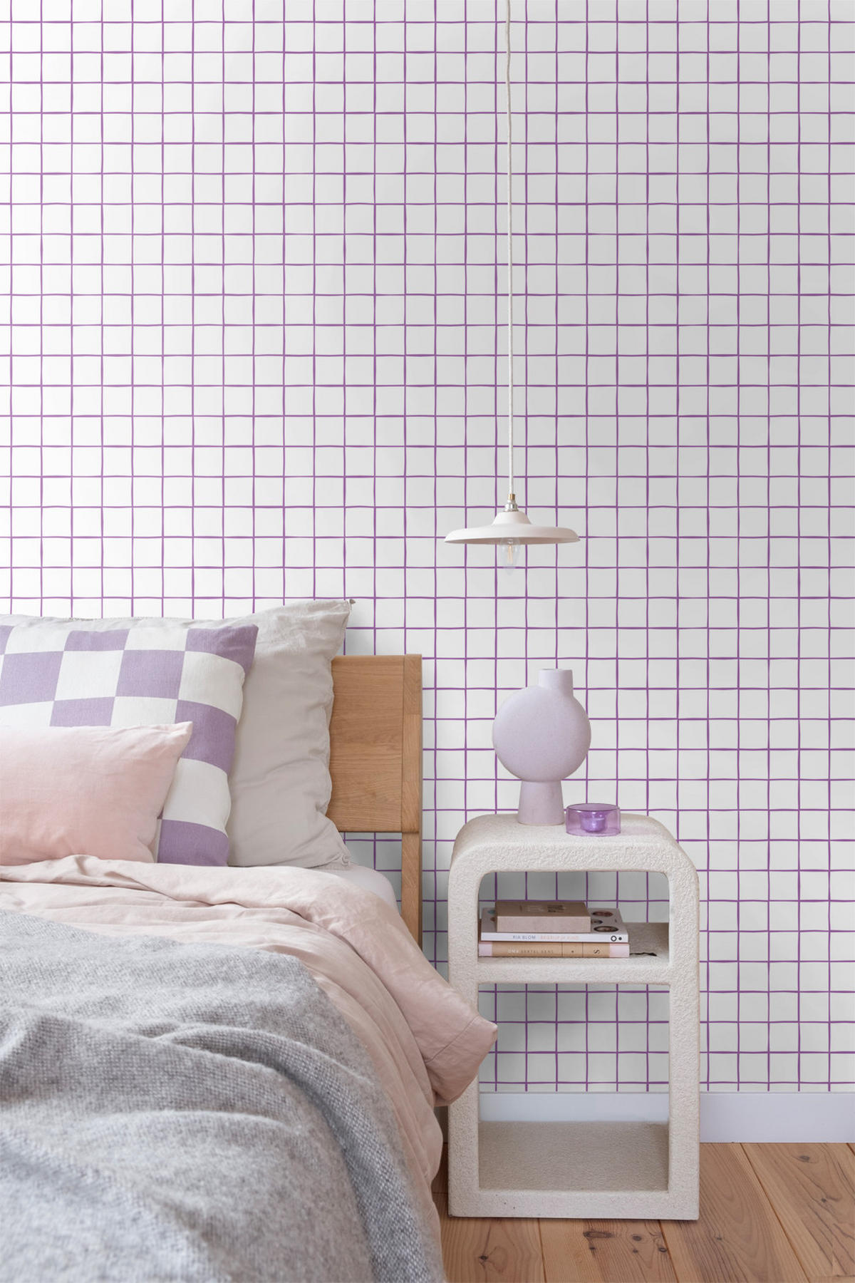 TAPETE Karomuster 50 x 900 cm - Lila, Papier (50/900cm) - ESTAhome