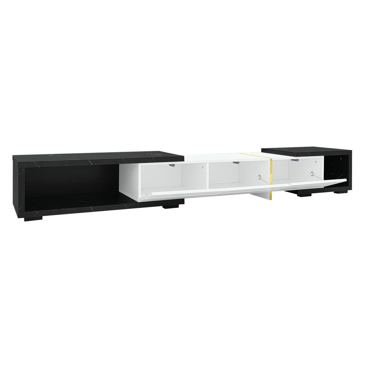 LOWBOARD DE-40554 Längenverstellbar mit Marmoroptik Weiß - Weiß, Holzwerkstoff (140/30/40cm) - ComfortXL