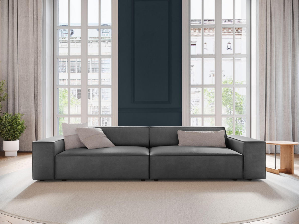 SOFA Jodie aus Samt grau 3 Sitzplätze - Grau, Textil (102/70/204cm) - Micadoni