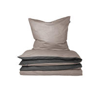 BETTWÄSCHESET Doubleface - Feinbiber - 2-teilig - 155 x 220 cm - Taupe-Schwarz - Schwarz, Textil (155/220cm) - SCHIESSER