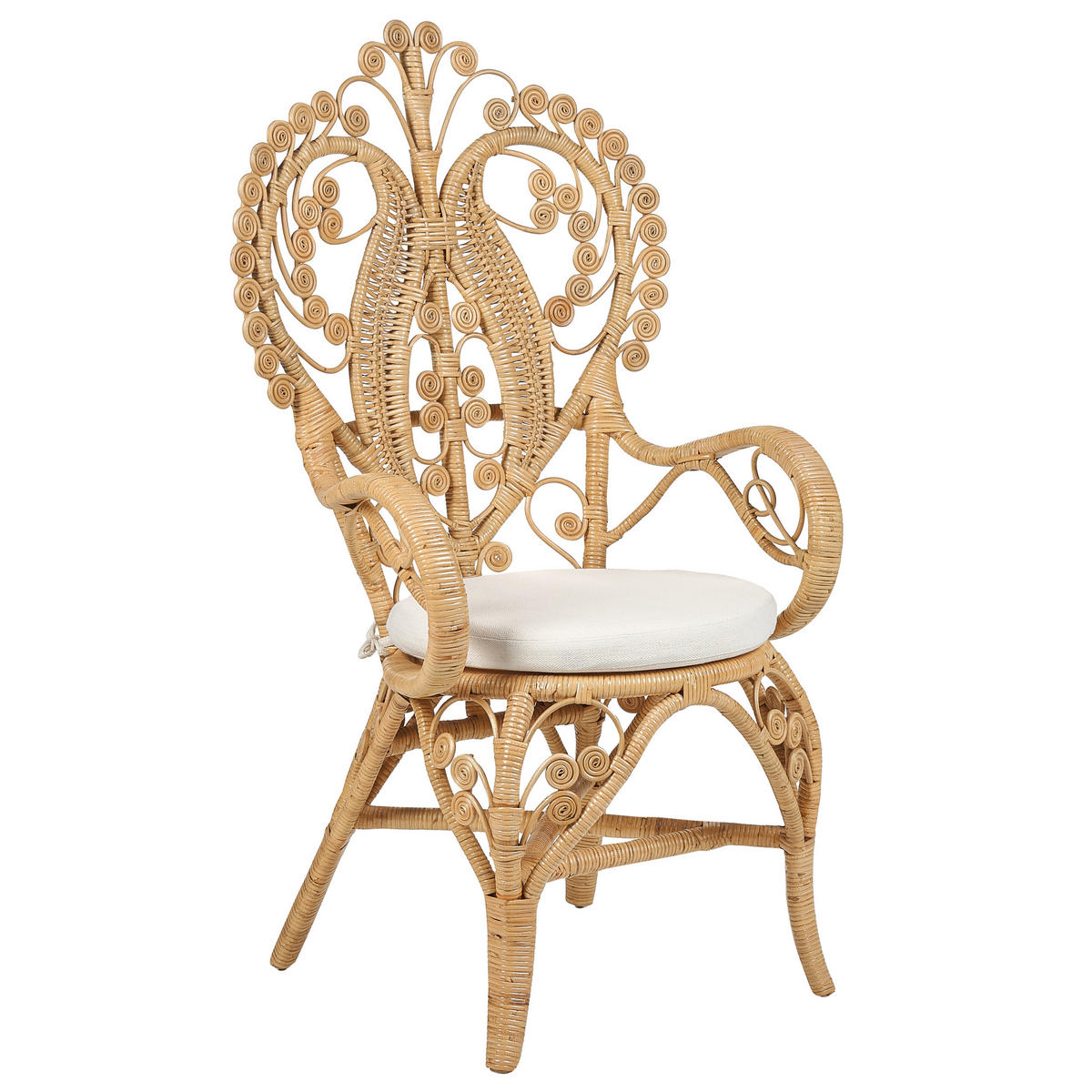 PFAUENSTUHL Rattan natürlich/beige Carrara - Beige/Naturfarben, Naturmaterialien (65/114/65cm) - Beliani