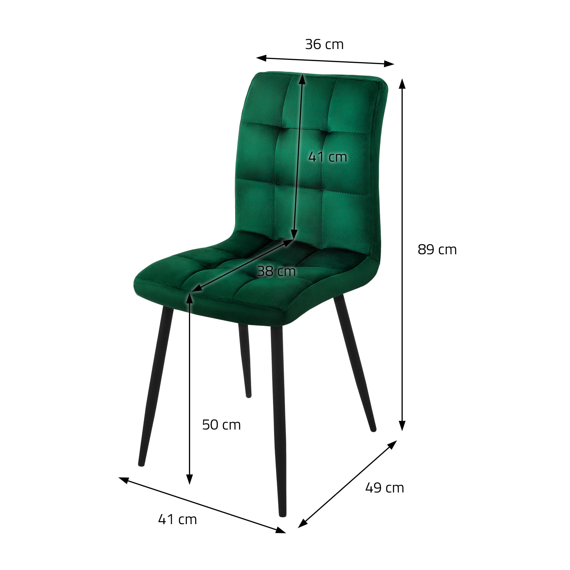Thumbnail - Ml-Design Esszimmerstuhl, Dunkelgrün, Metall, 41x89x49 cm, Esszimmer, Stühle, Esszimmerstühle, Vierfußstühle