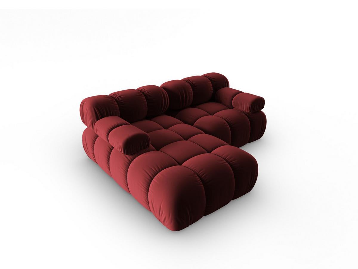 MODULARES-ECKSOFA links Bellis aus Samt dunkelrot 3 Sitzplätze - Dunkelrot, Textil (157/191cm) - Micadoni