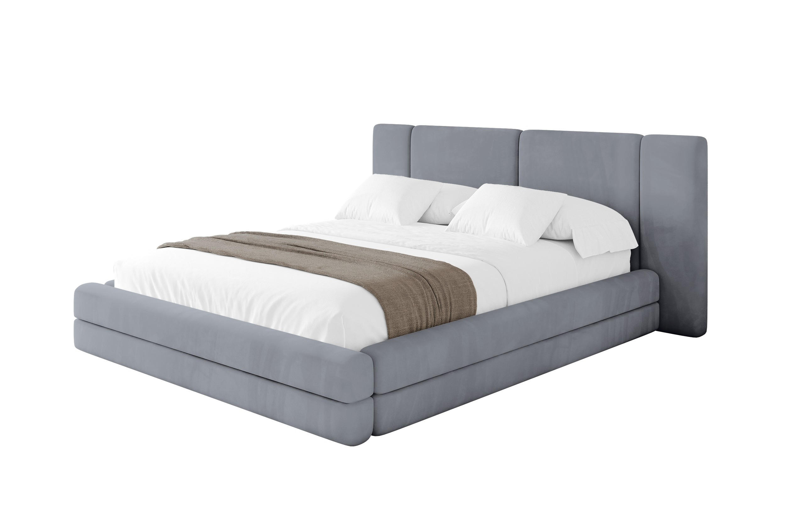 POLSTERBETT mit Bettkasten und Lattenrost, Boxbett ohne Matratze - TEVO 140x200 Grau - Grau, Holzwerkstoff/Textil (140/200cm) - ALTDECOR