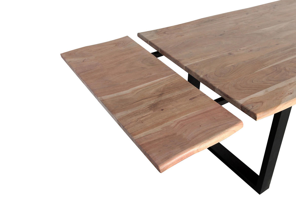 ESSTISCH LORE Holz Akazie - Schwarz/Naturfarben, Holz/Metall (140/90/77cm) - KAWOLA