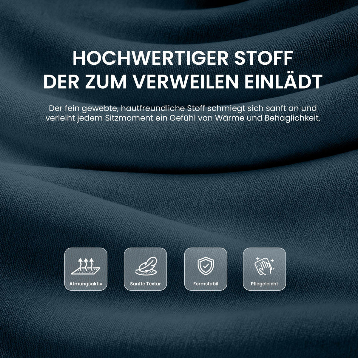 BARHOCKER Stoff Blau - Blau/Eukalyptusholzfarben, Holz/Textil (55/99/46cm) - CLP