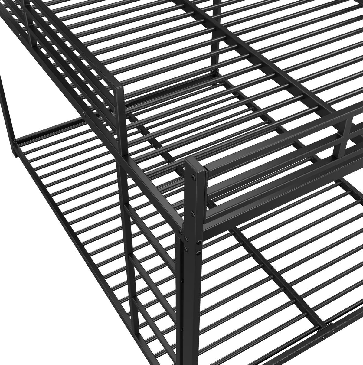 ETAGENBETT 140/200 cm aus Metall in Schwarz, platzsparend und mit Sicherheitsleisten - Schwarz, Metall (140/200cm) - OKMYHOME