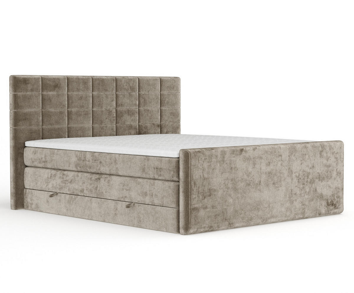 BOXSPRINGBETT Ava Beige 180/200 cm - Beige/Schwarz, Holz/Holzwerkstoff (180/200cm) - Maison de Reve