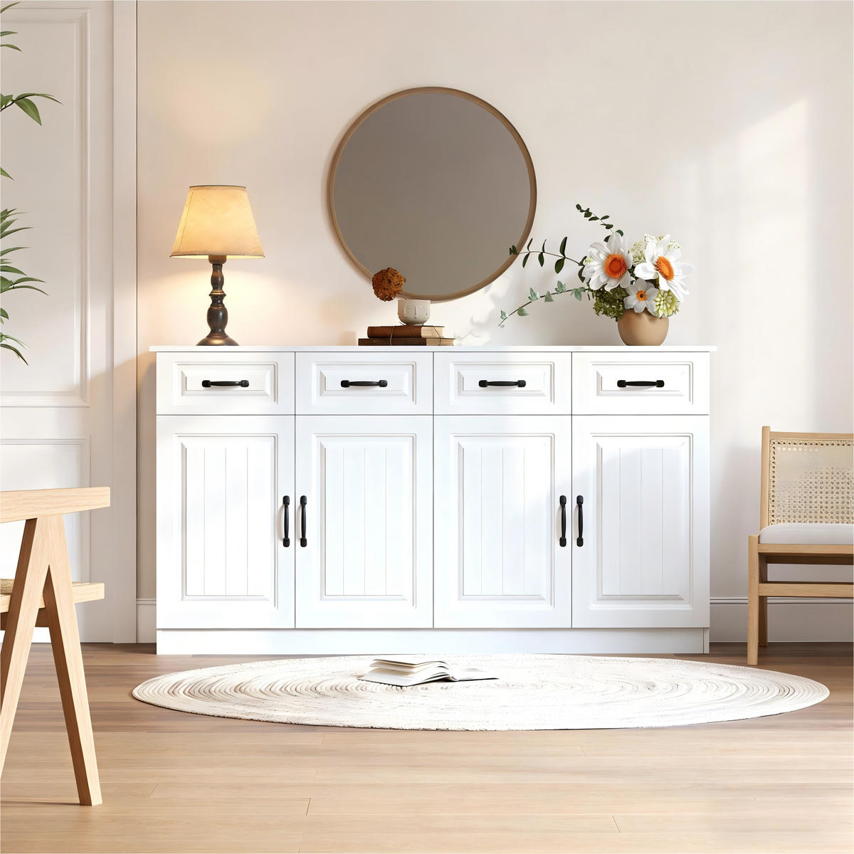 SIDEBOARD Weiß 160/35/80 cm - Weiß, Holzwerkstoff (160/80/35cm) - PANGIVO