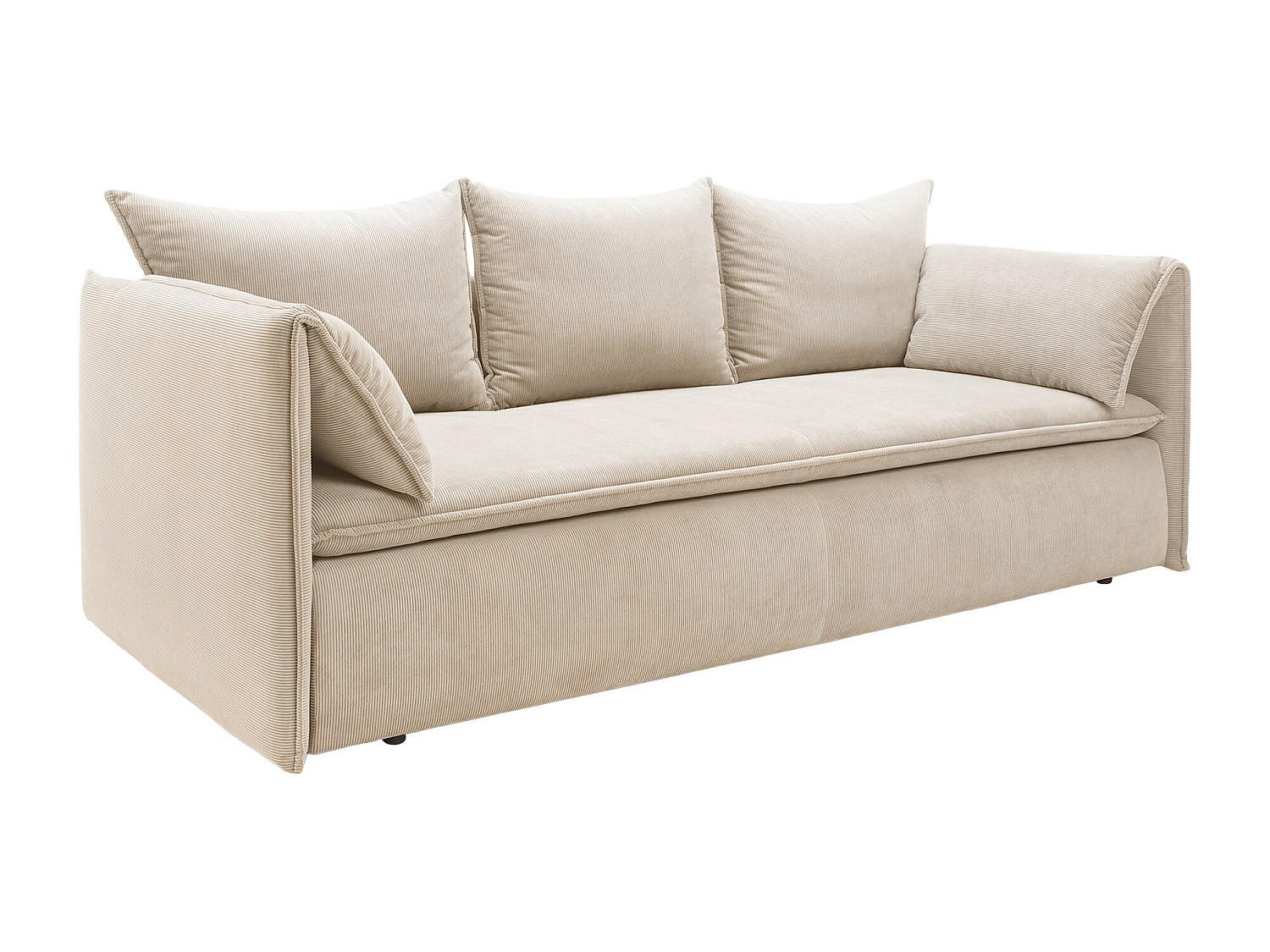 SOFA 3-Sitzer mit Schlaffunktion - Feincord - Beige - TEODORA - Beige, Textil (218/89/105cm) - Vente-Unique